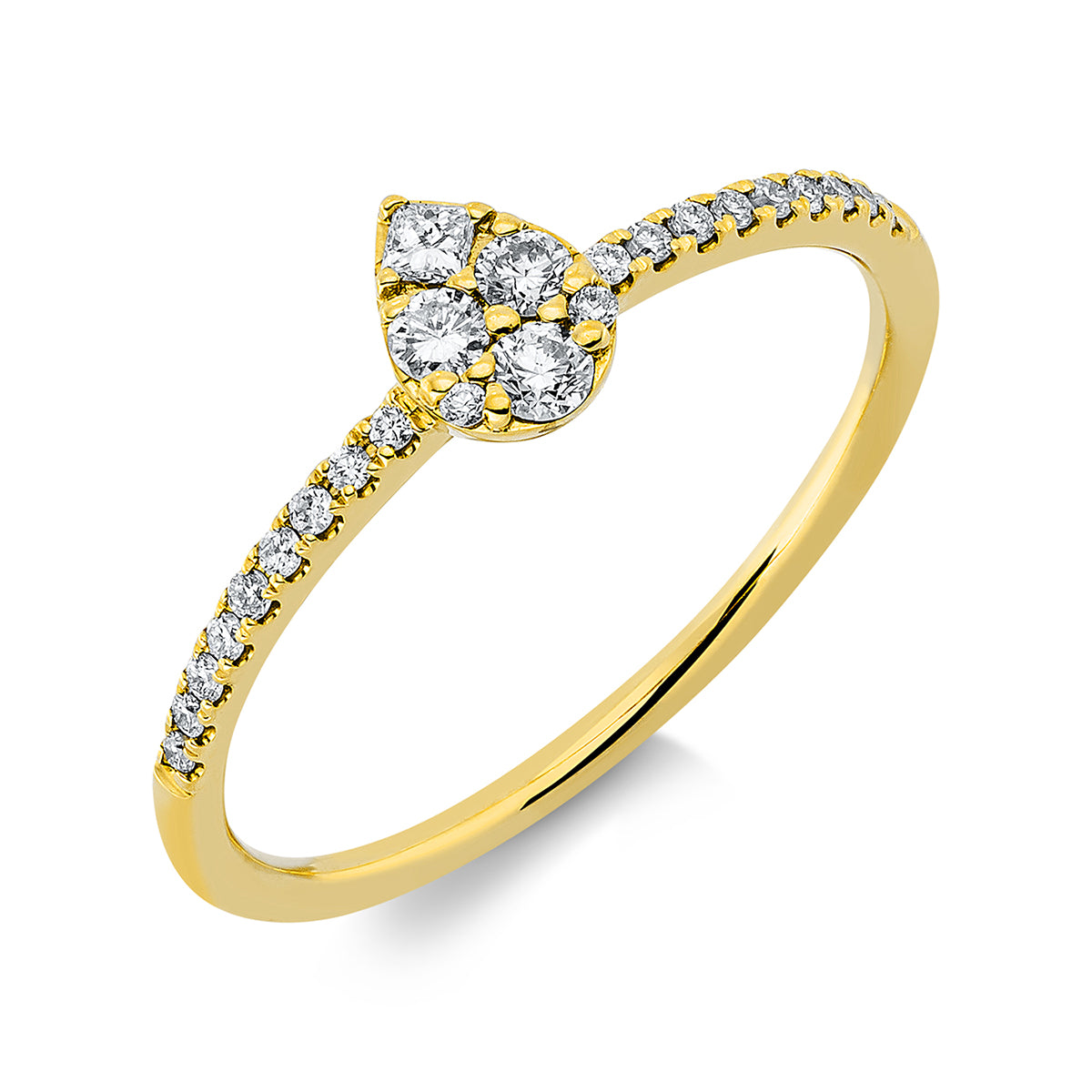 diamond full cut  illusion classic ring in yellow gold