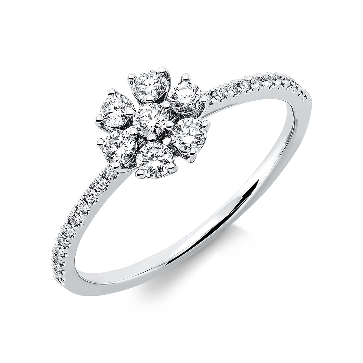 diamond full cut  illusion classic ring in white gold