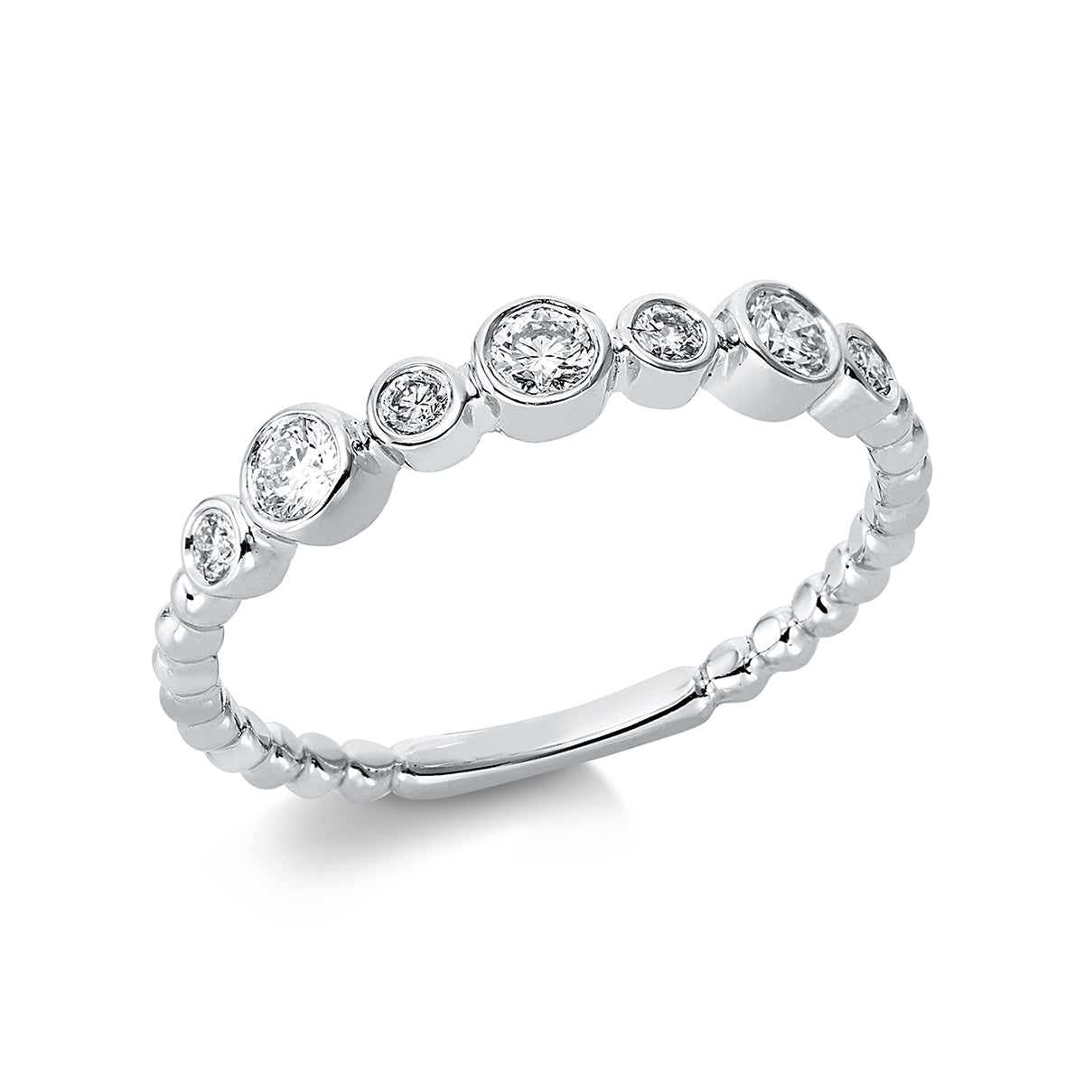 diamond full cut  modern woman ring in white gold