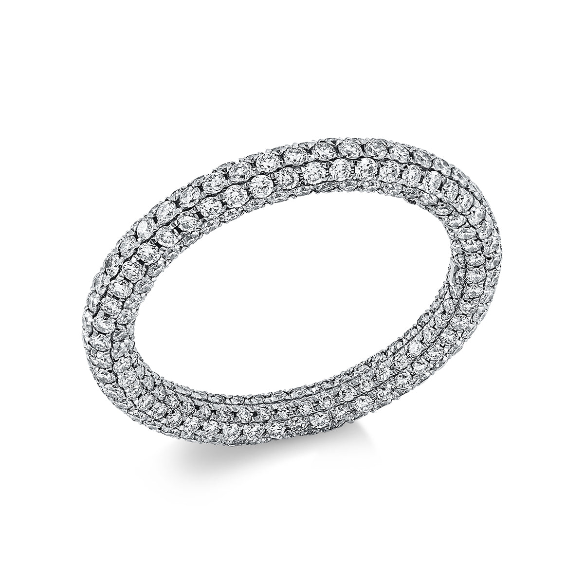 diamond full cut  pavé ring in white gold