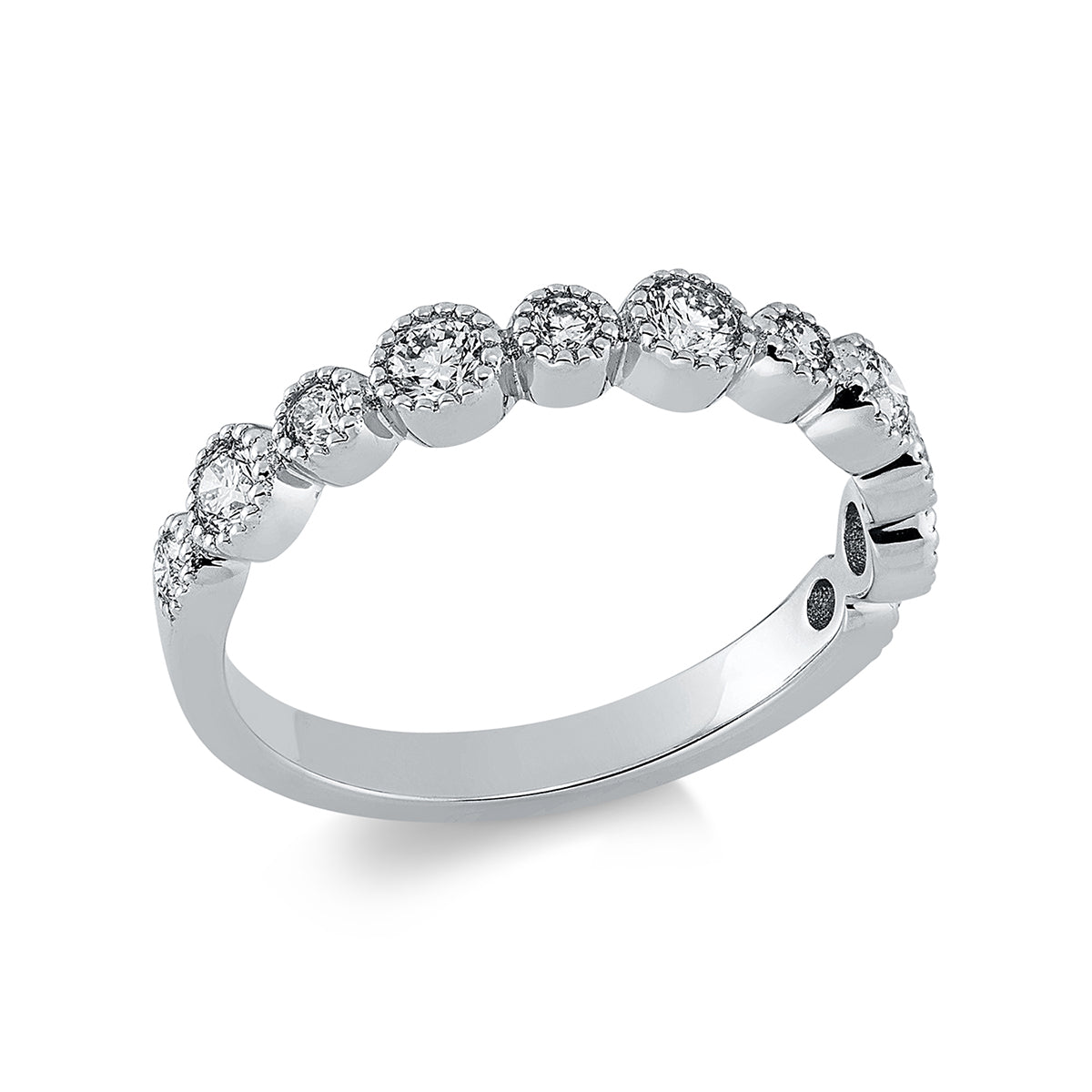diamond full cut  modern woman ring in white gold