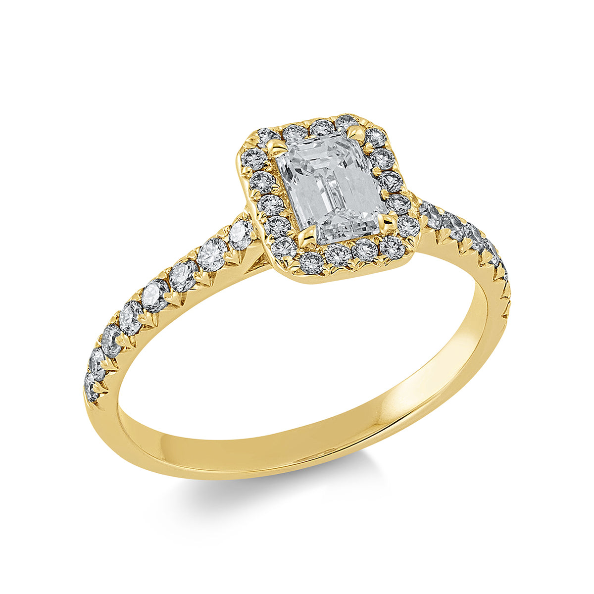 diamond full cut  baguette ring in yellow gold