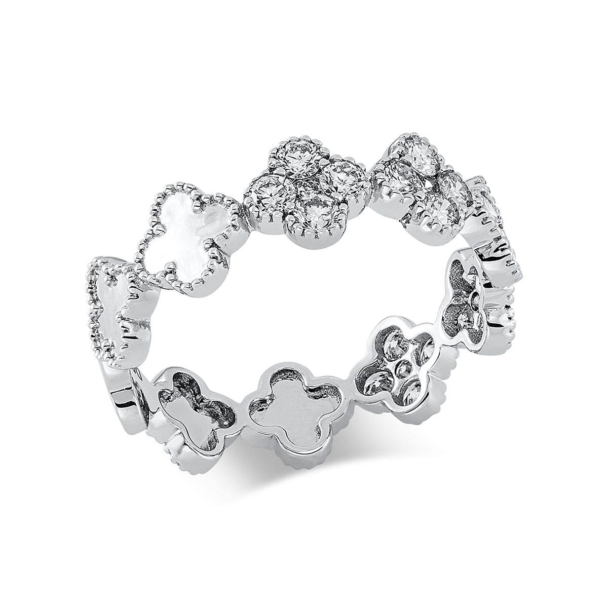 diamond full cut  modern woman ring in white gold
