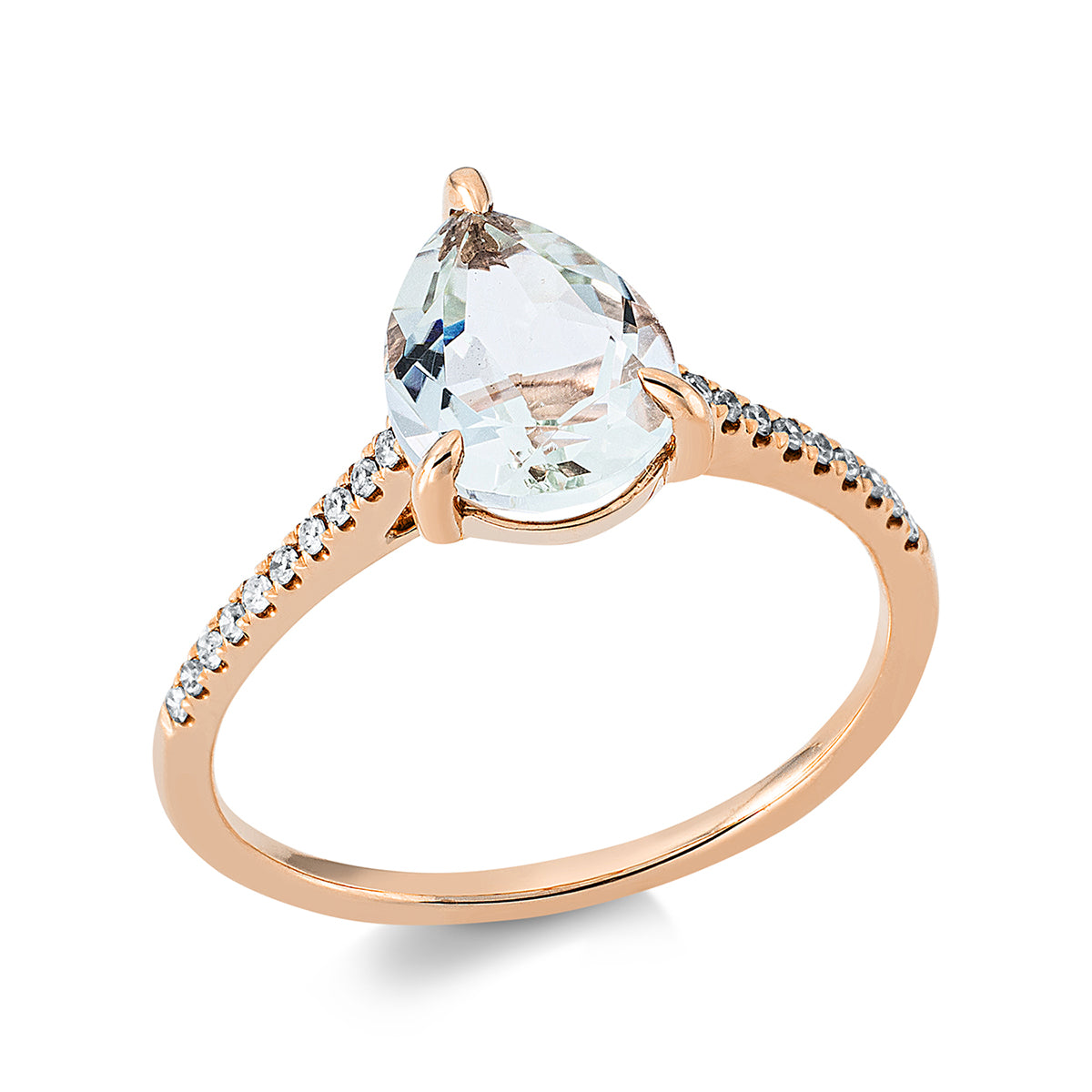 diamond single cut amethyst colored stone fashion ring in red gold