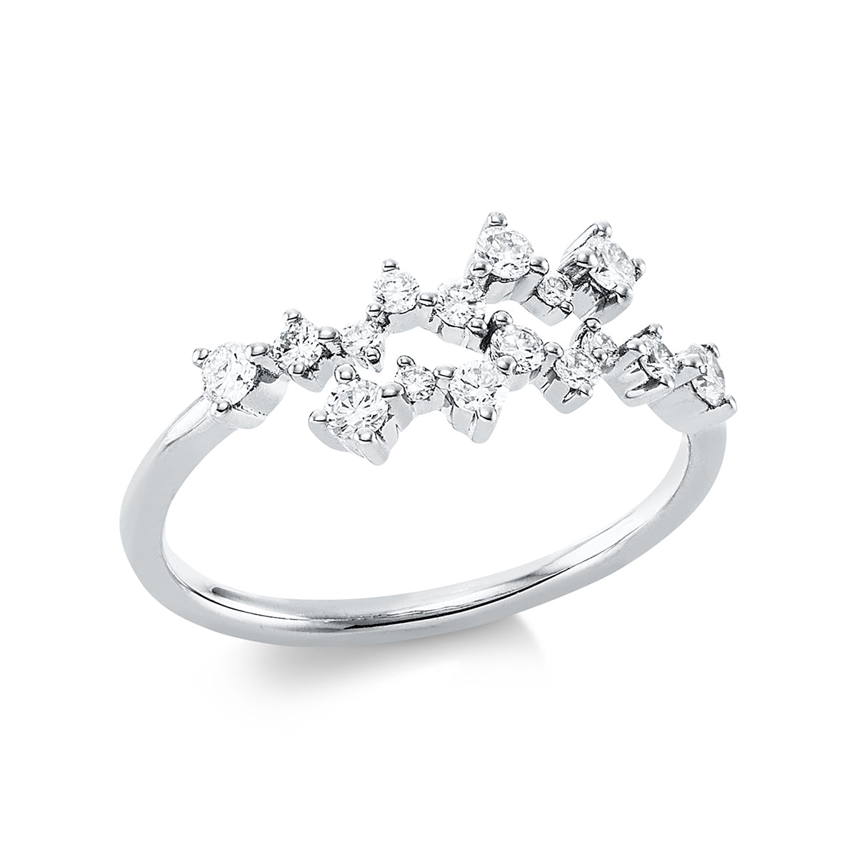 diamond full cut  modern woman ring in white gold