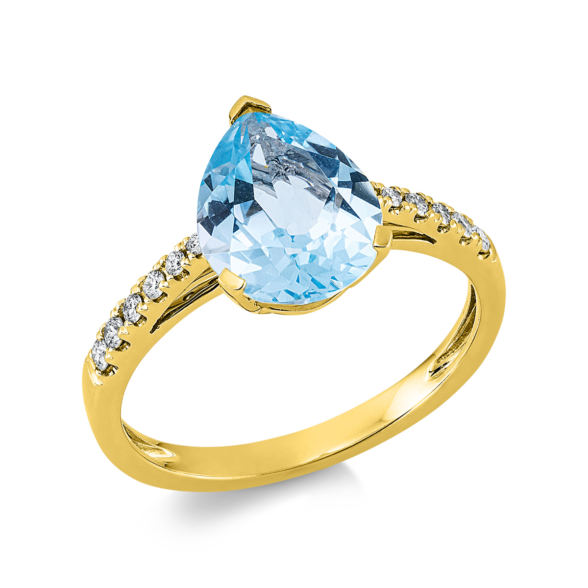 diamond full cut topaz colored stone fashion ring in yellow gold