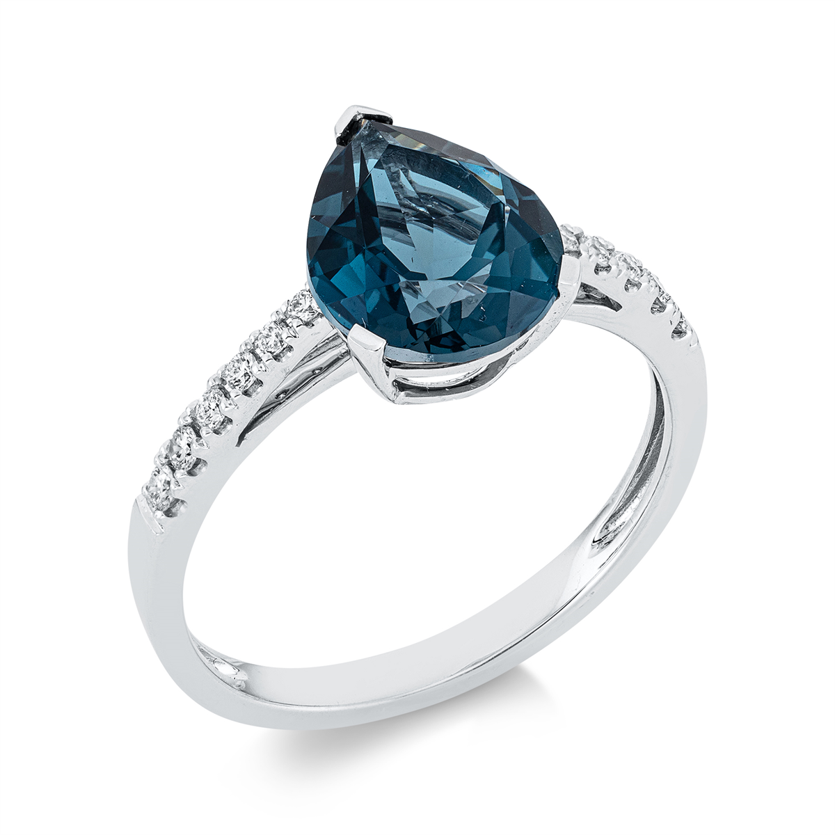 diamond full cut topaz colored stone fashion ring in white gold