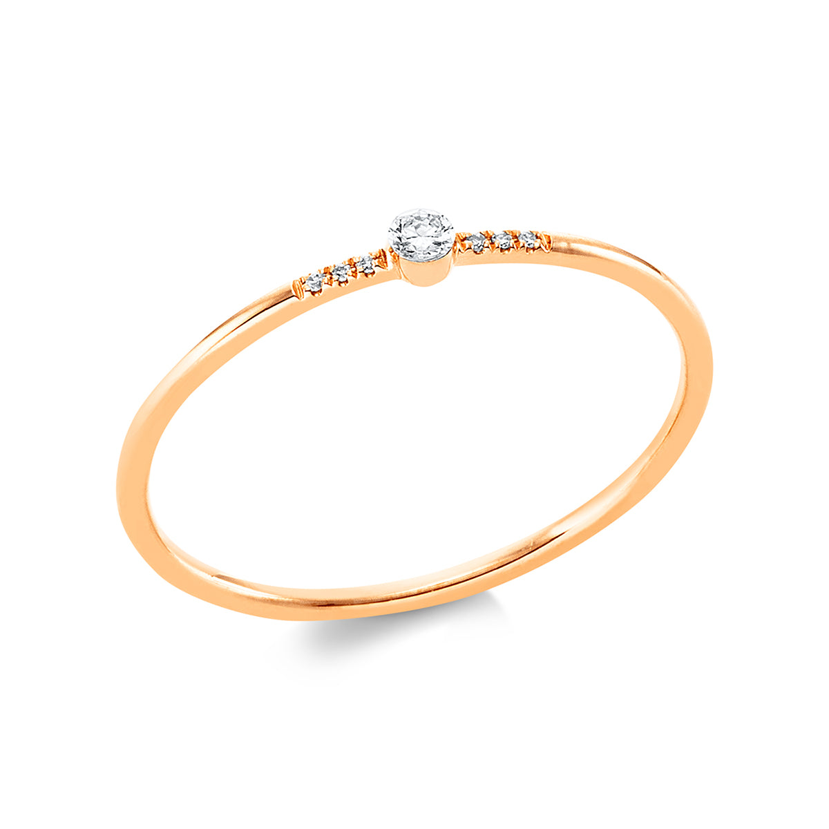 diamond full cut  solitaire with accent stones ring in red gold