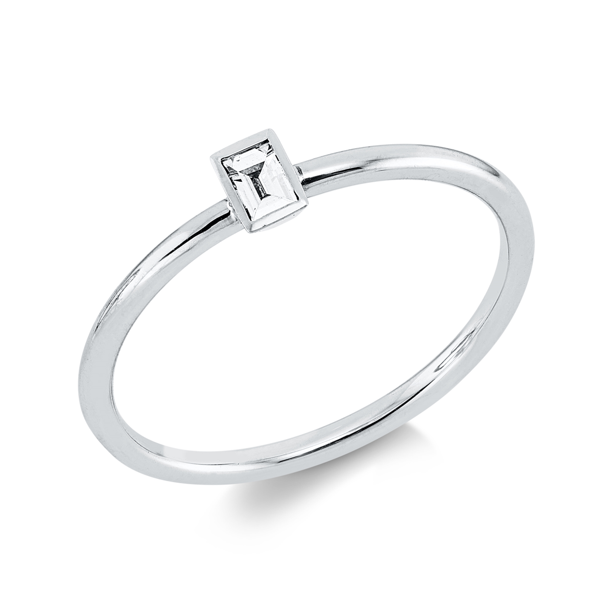 baguette  solitaire ring in white gold