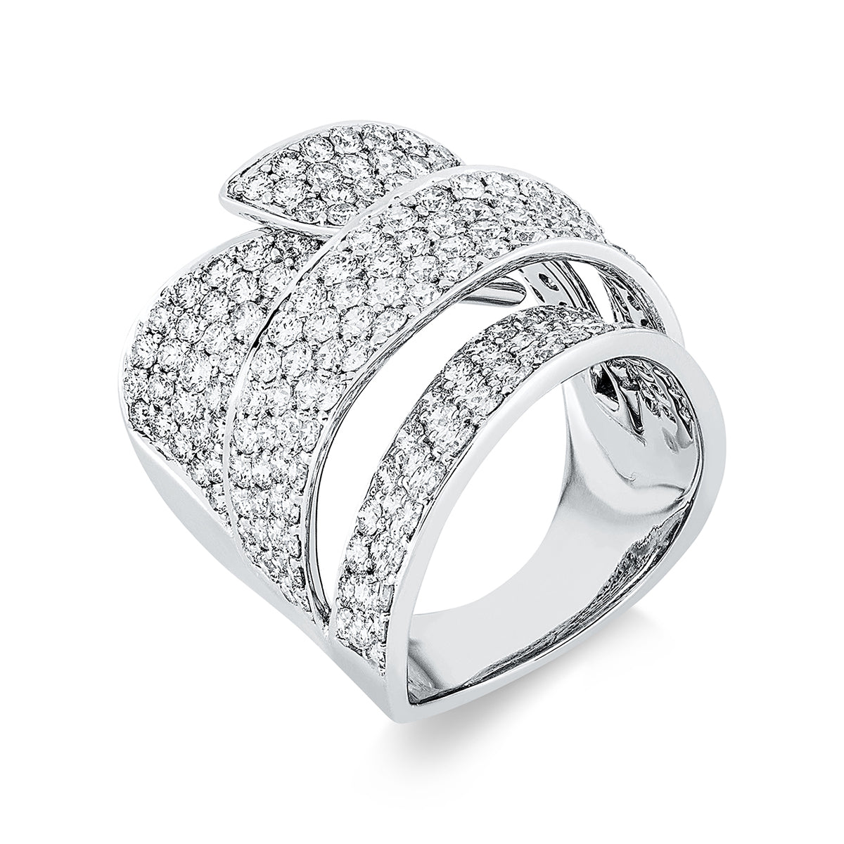 diamond full cut  pavé ring in white gold