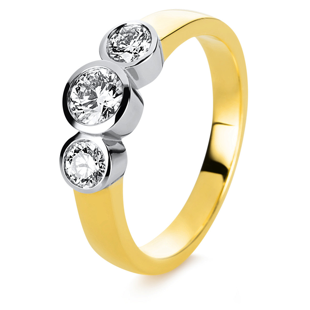 diamond full cut  solitaire with accent stones ring in yellow gold / white gold