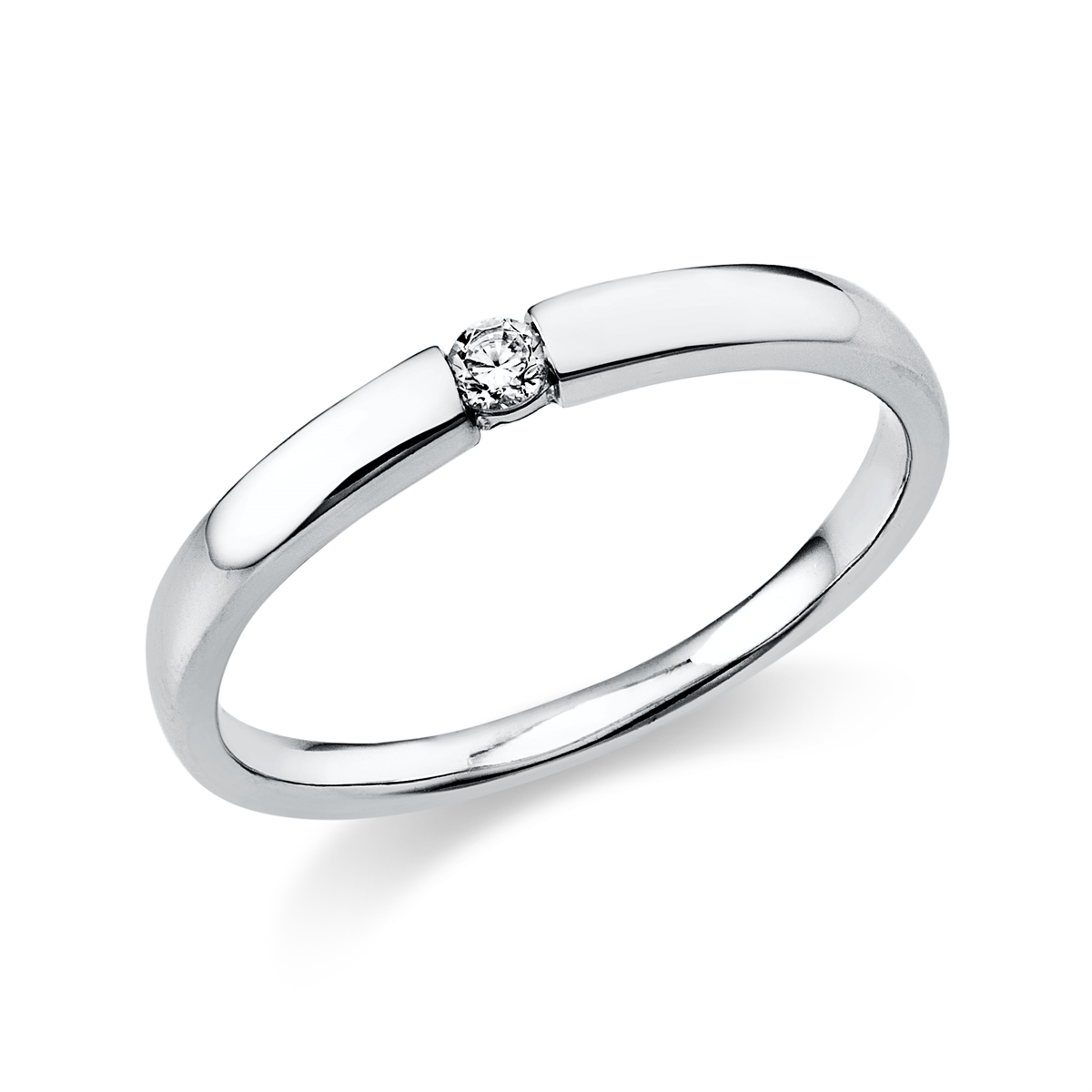 diamond full cut  solitaire ring in white gold