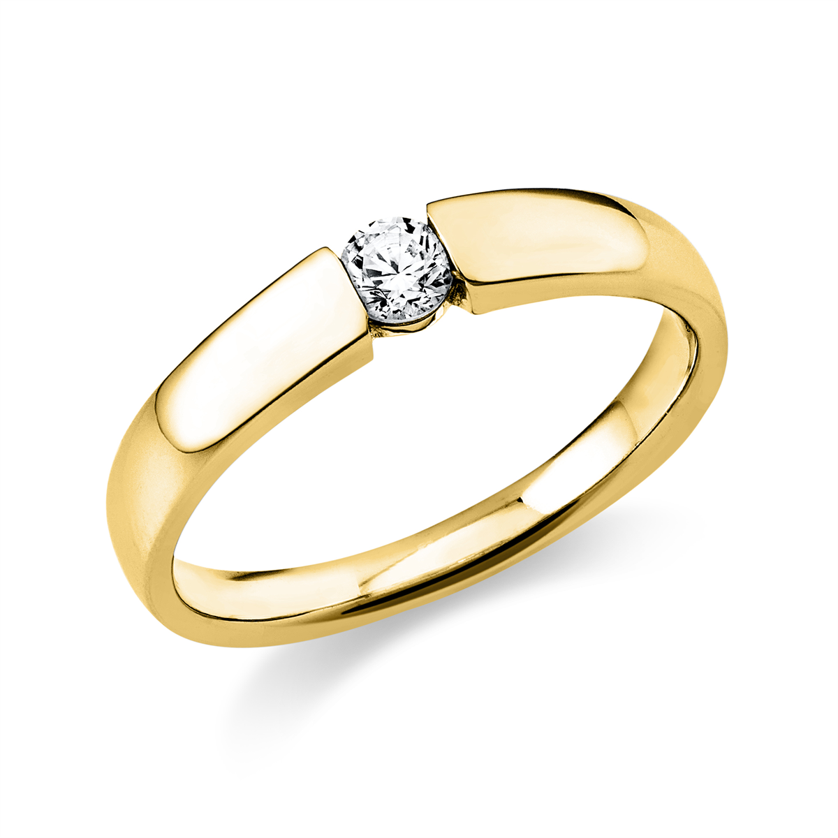 diamond full cut  solitaire ring in yellow gold