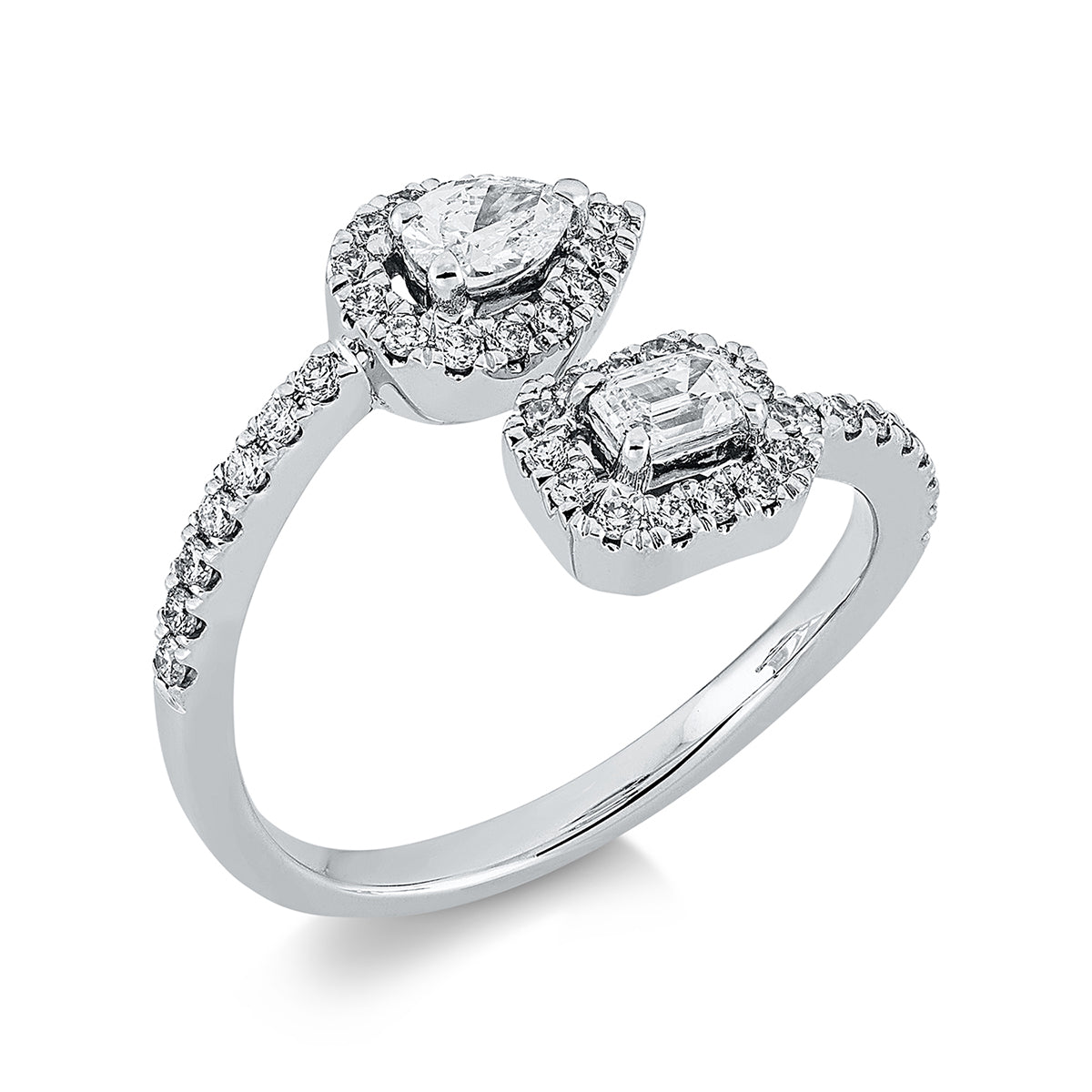 diamond full cut  modern woman ring in white gold