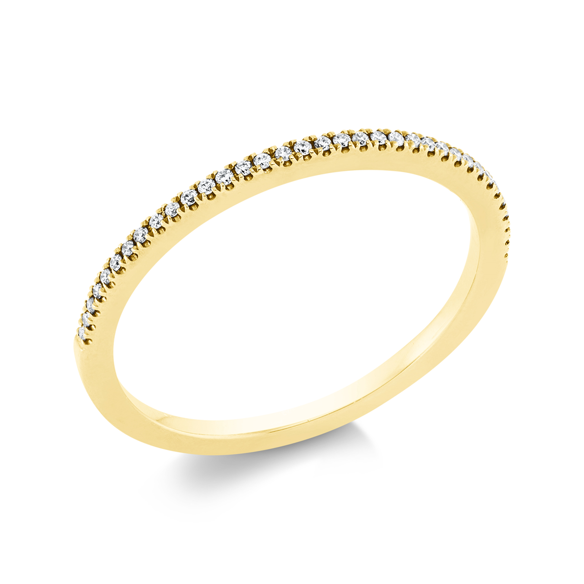 diamond full cut  eternity half ring in yellow gold