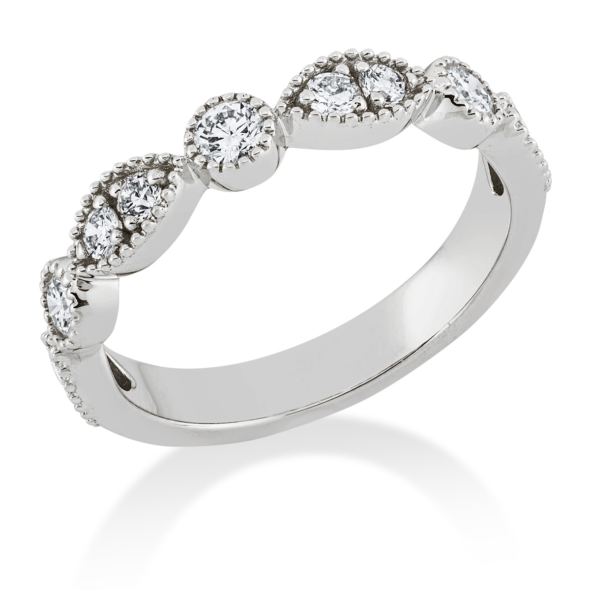 diamond full cut  modern woman ring in white gold
