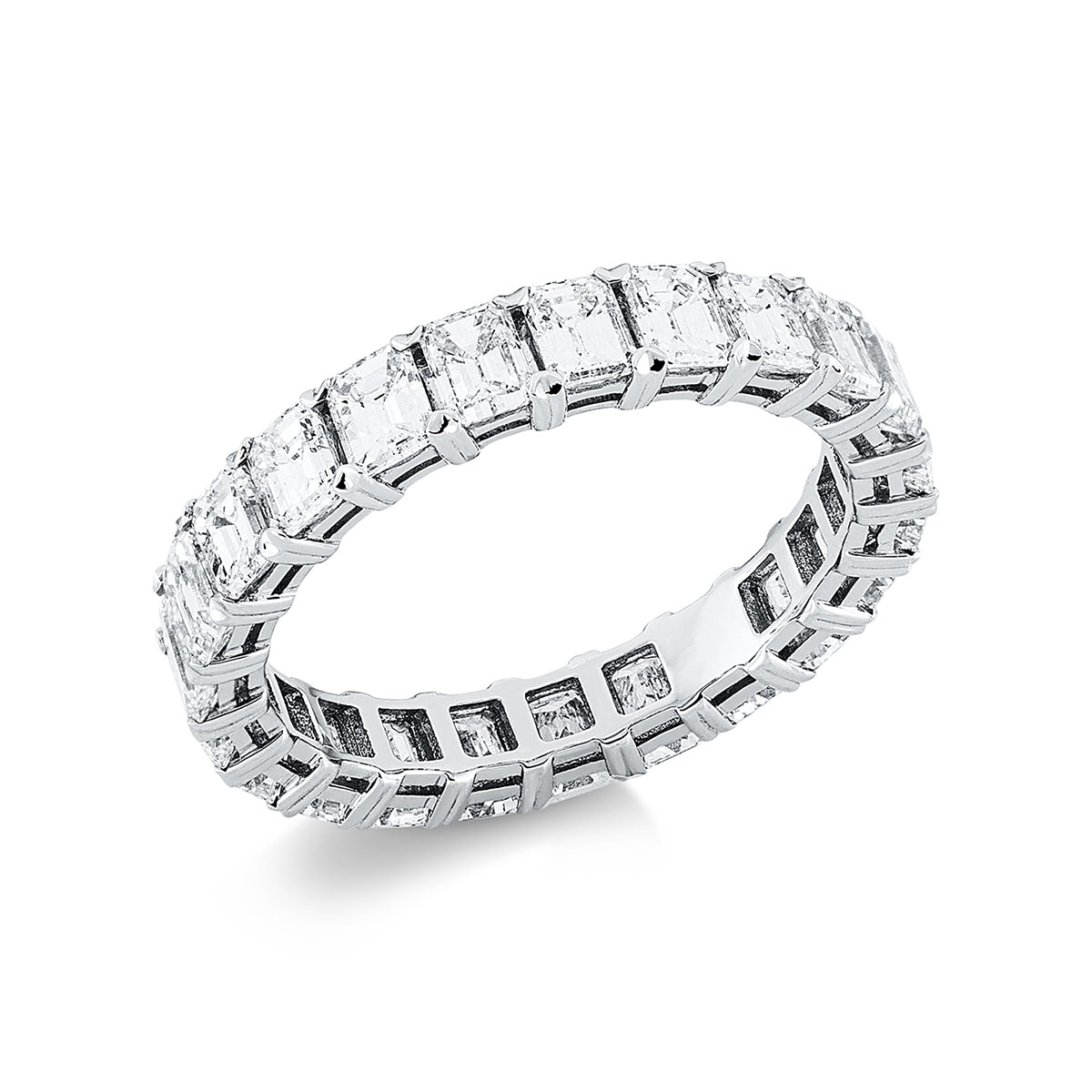 emerald cut  eternity full ring in white gold