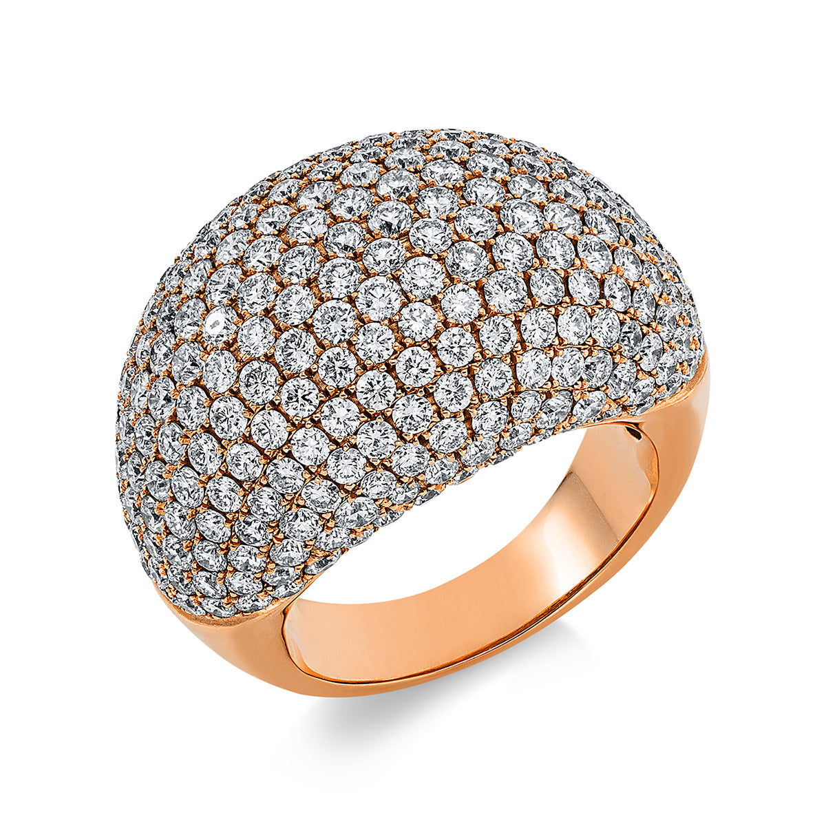 diamond full cut  pavé ring in red gold