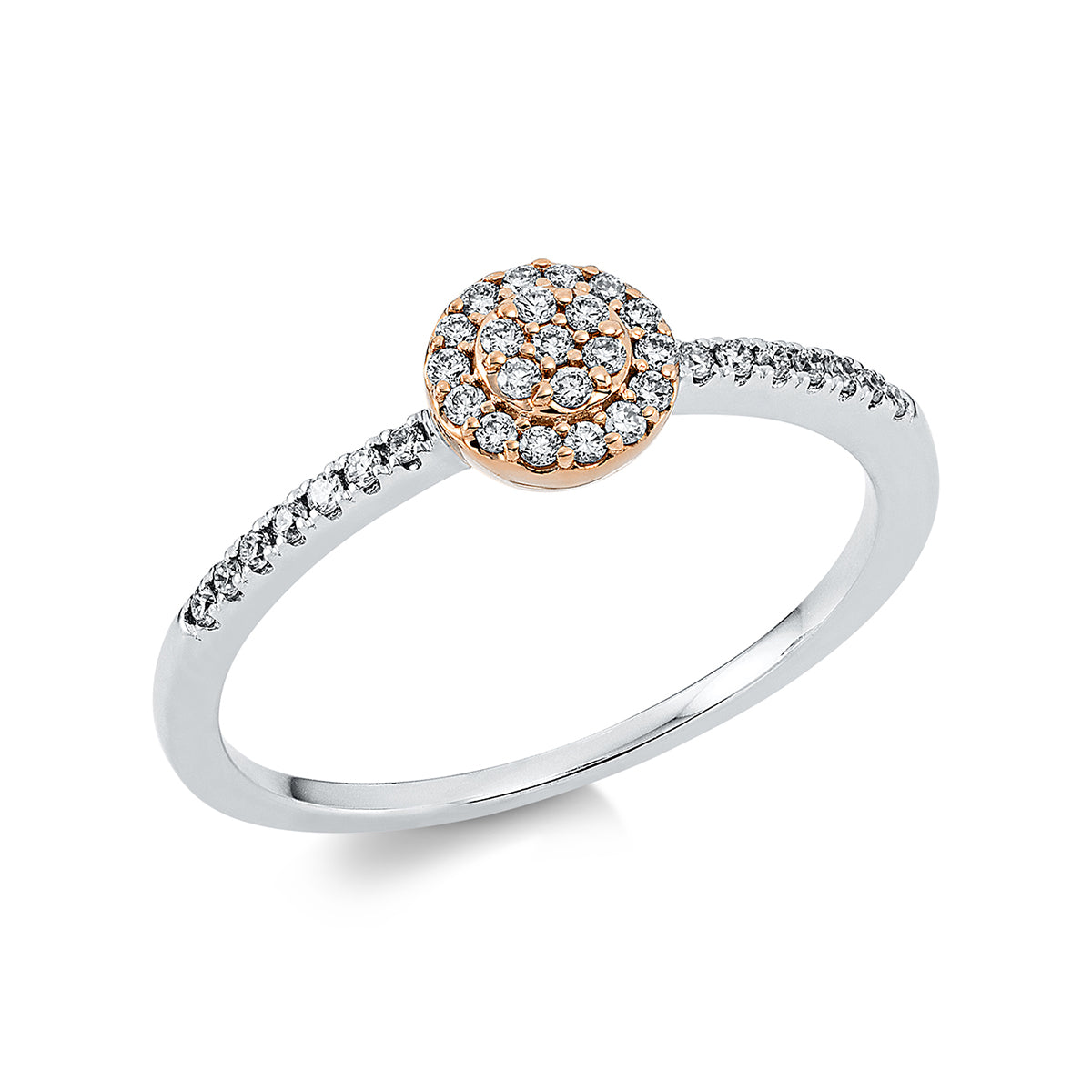 diamond full cut  illusion classic ring in whitegold / rosegold