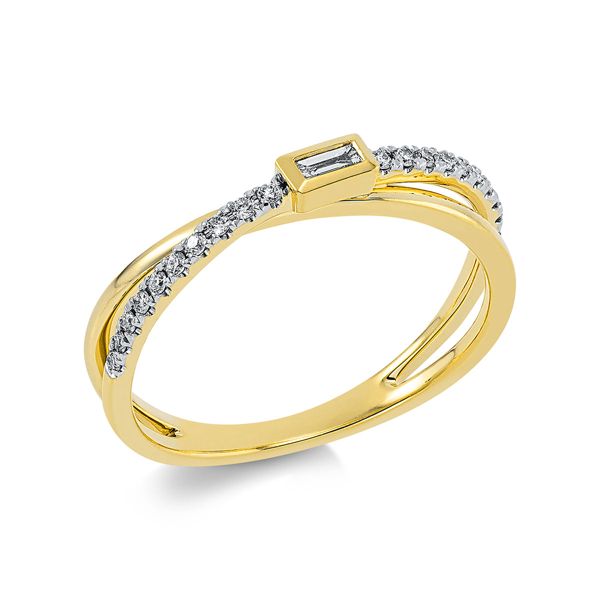 diamond full cut  modern woman ring in yellow gold