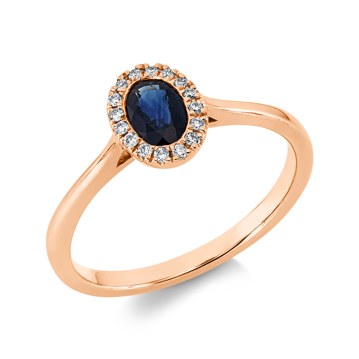 diamond full cut sapphire colored stone classic ring in red gold