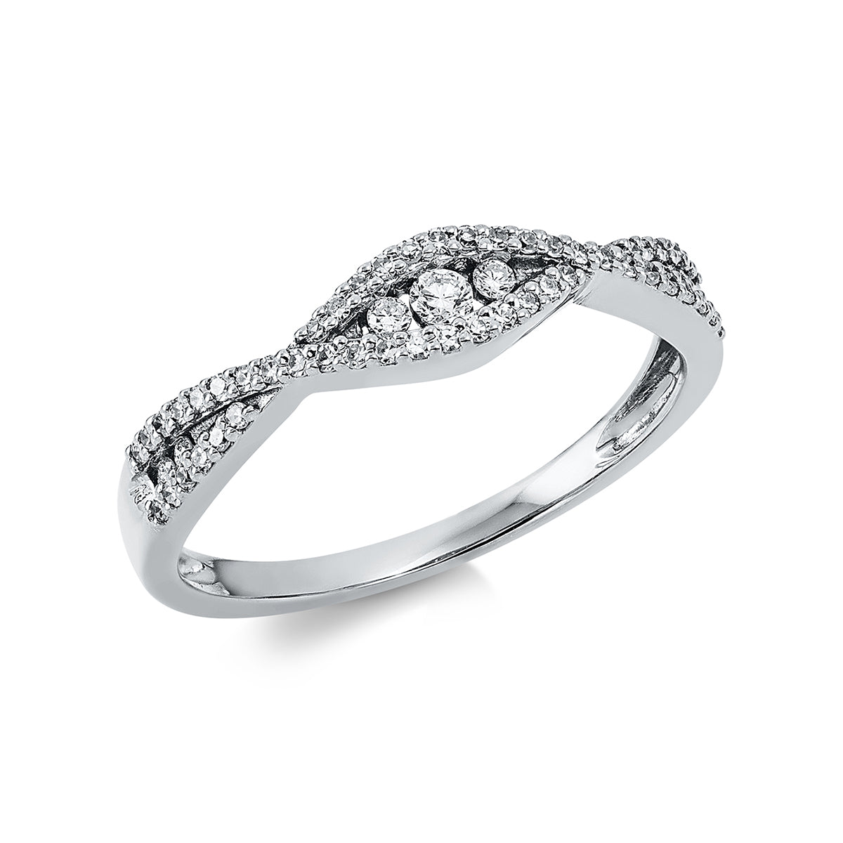 diamond full cut  modern woman ring in white gold
