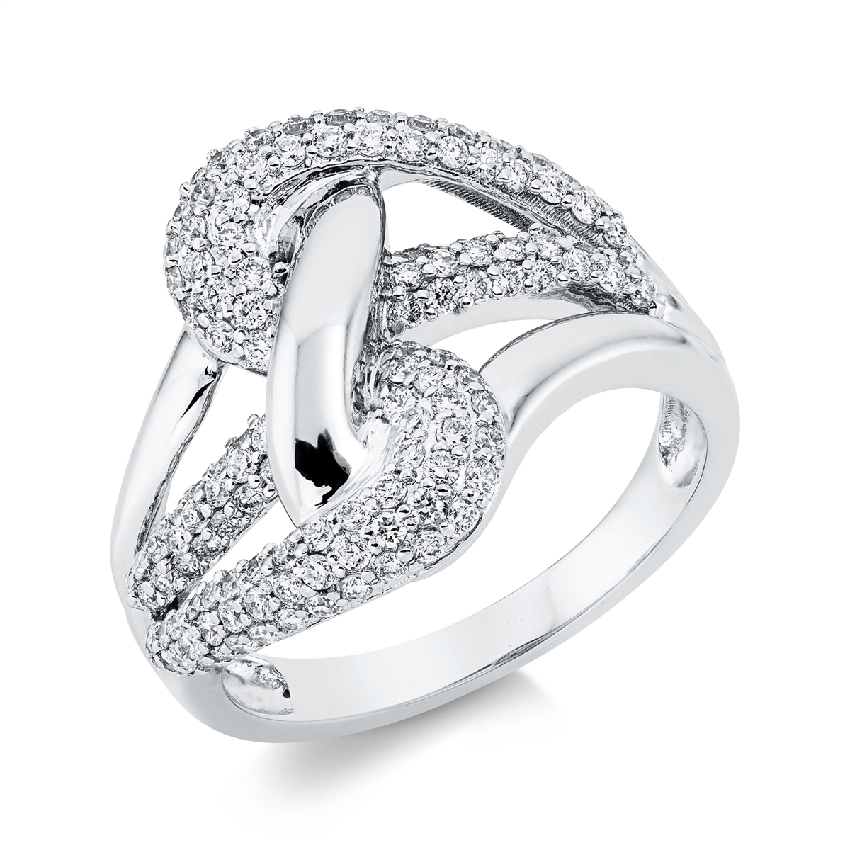 diamond full cut  pavé ring in white gold