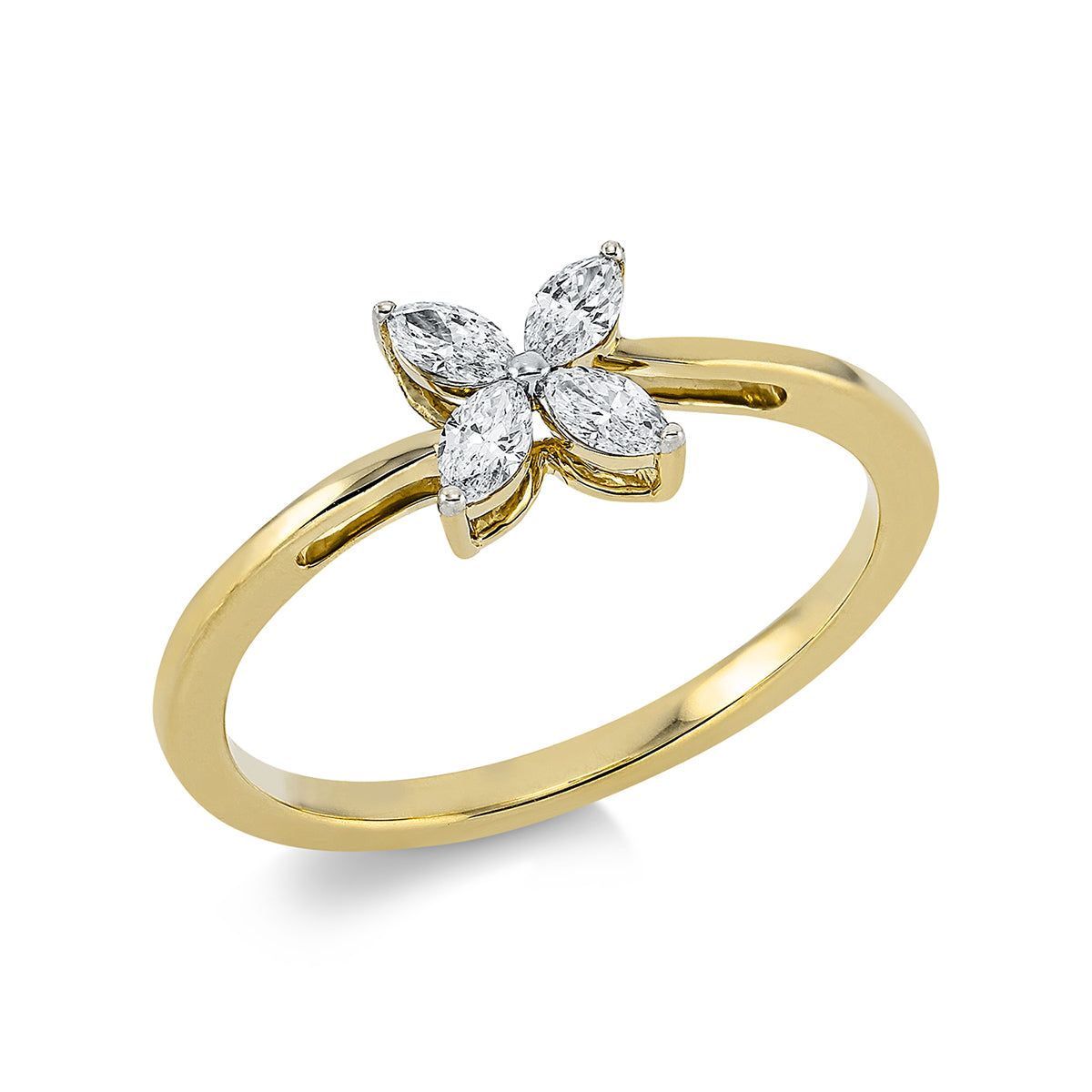 marquise  modern woman ring in yellow gold
