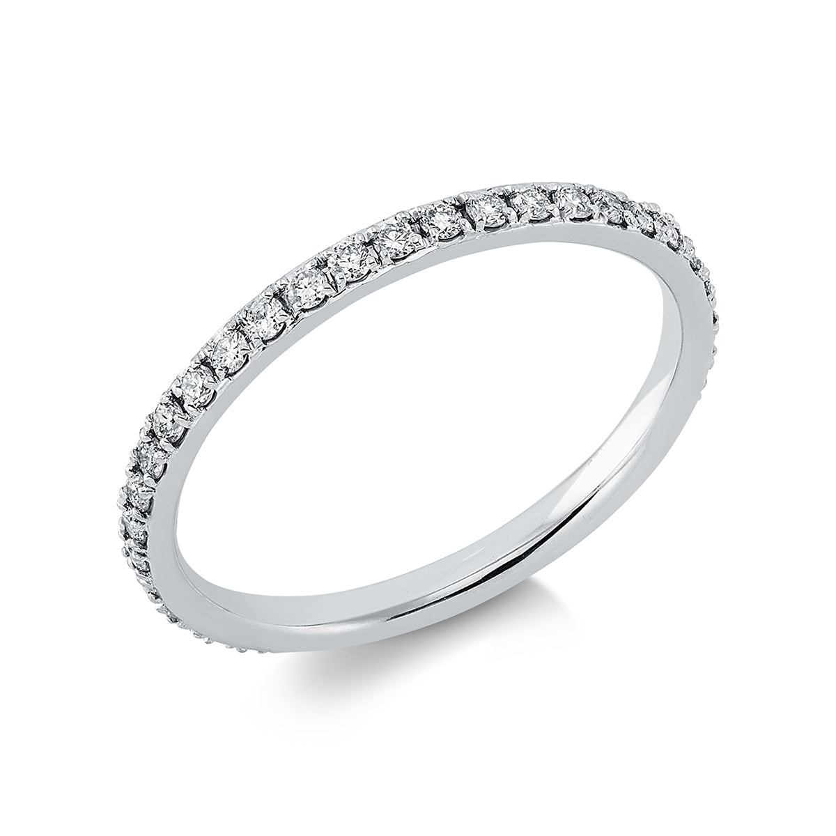 diamond full cut  eternity half ring in white gold