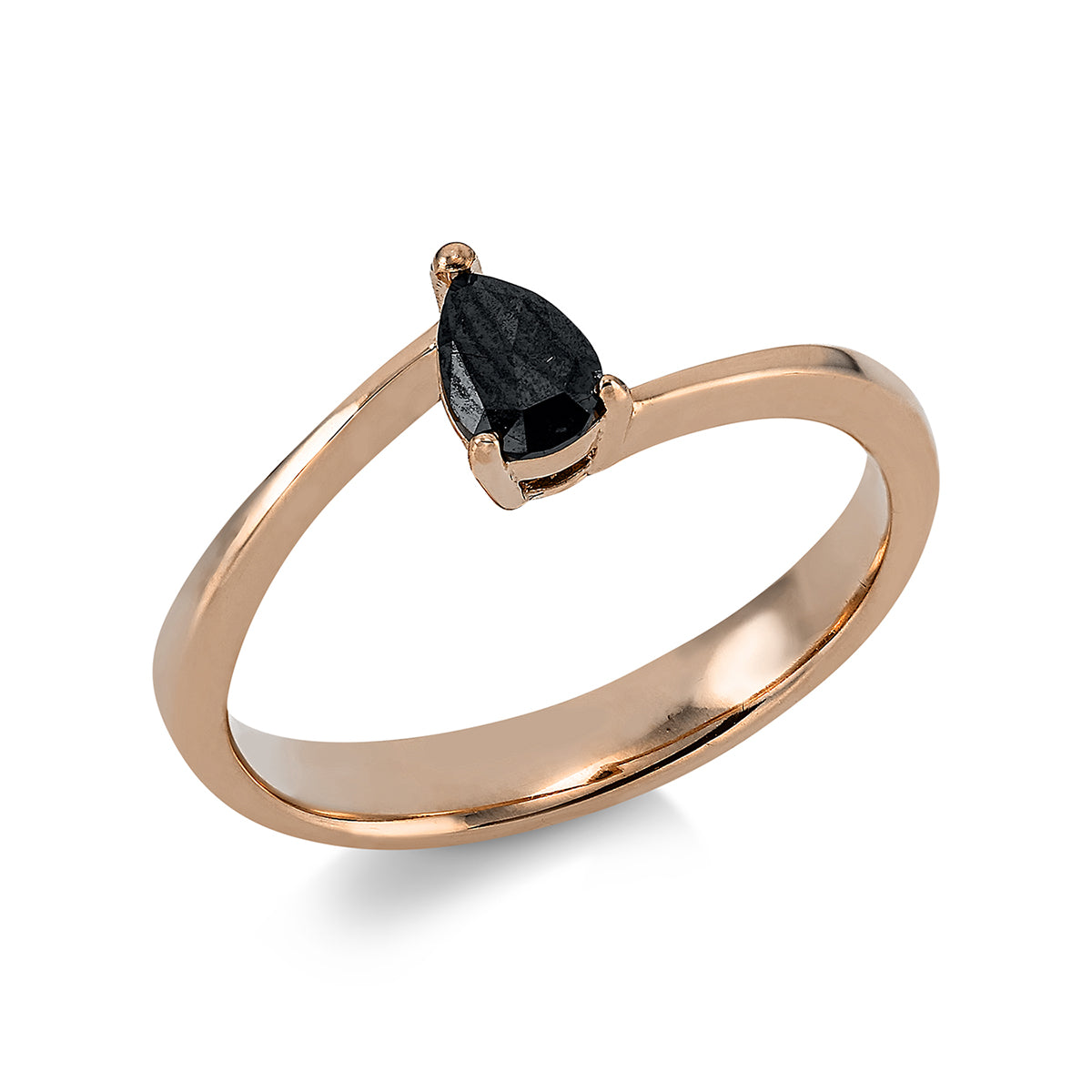 pear shape  fancy colored diamond ring in red gold