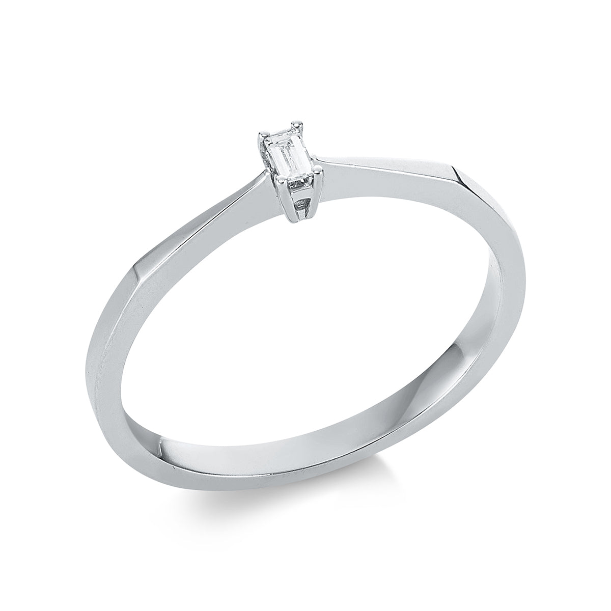 baguette  solitaire ring in white gold