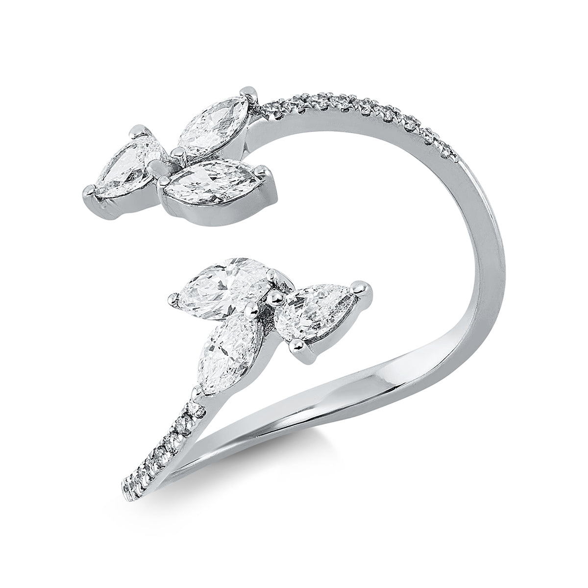 diamond full cut  modern woman ring in white gold