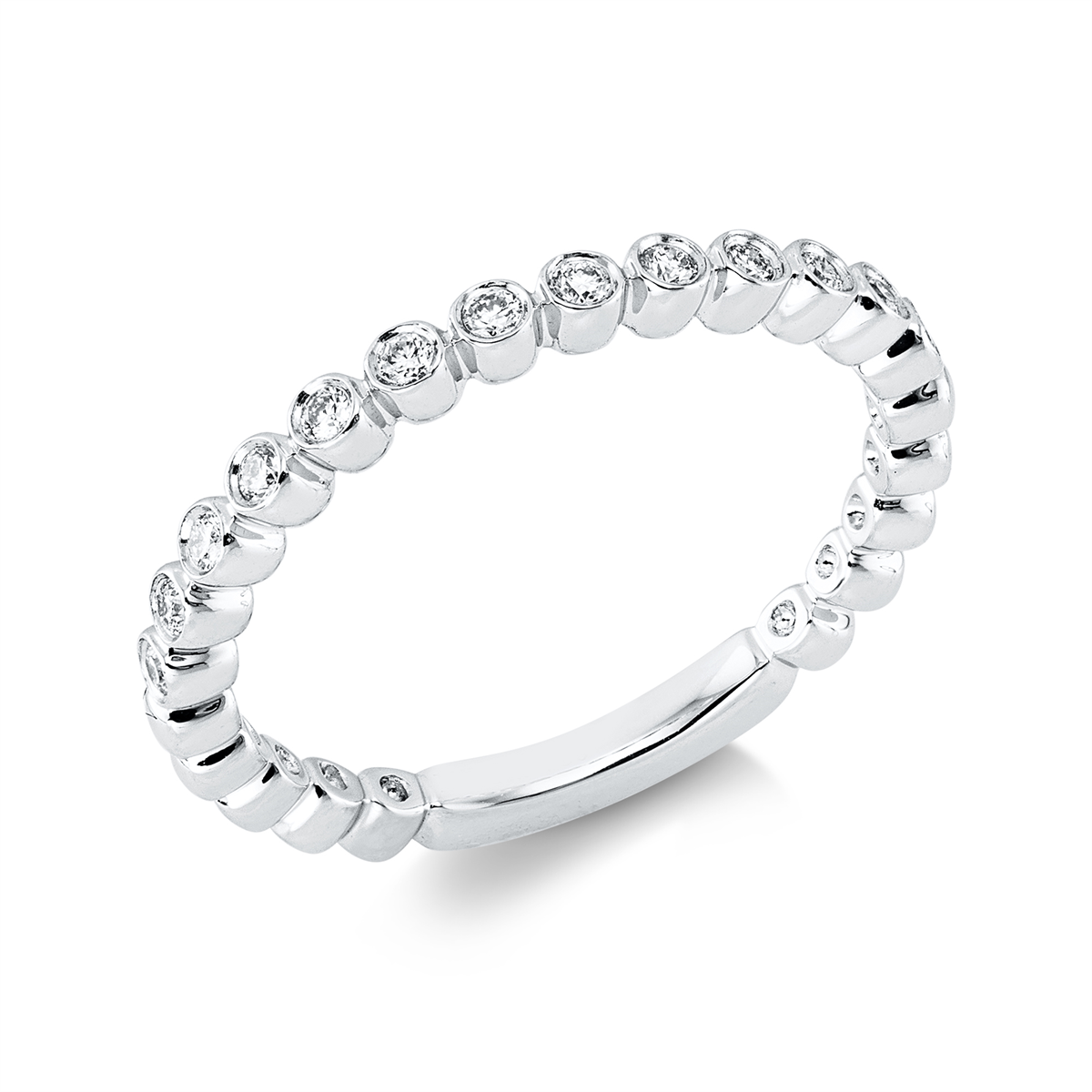 diamond full cut  modern woman ring in white gold