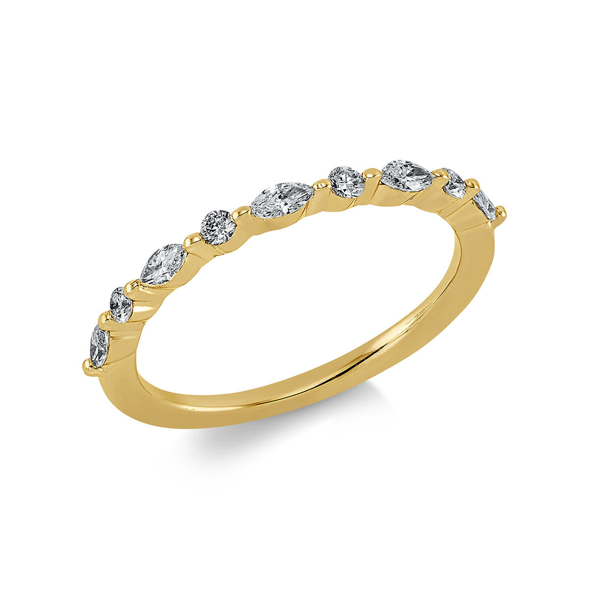 diamond full cut  modern woman ring in yellow gold