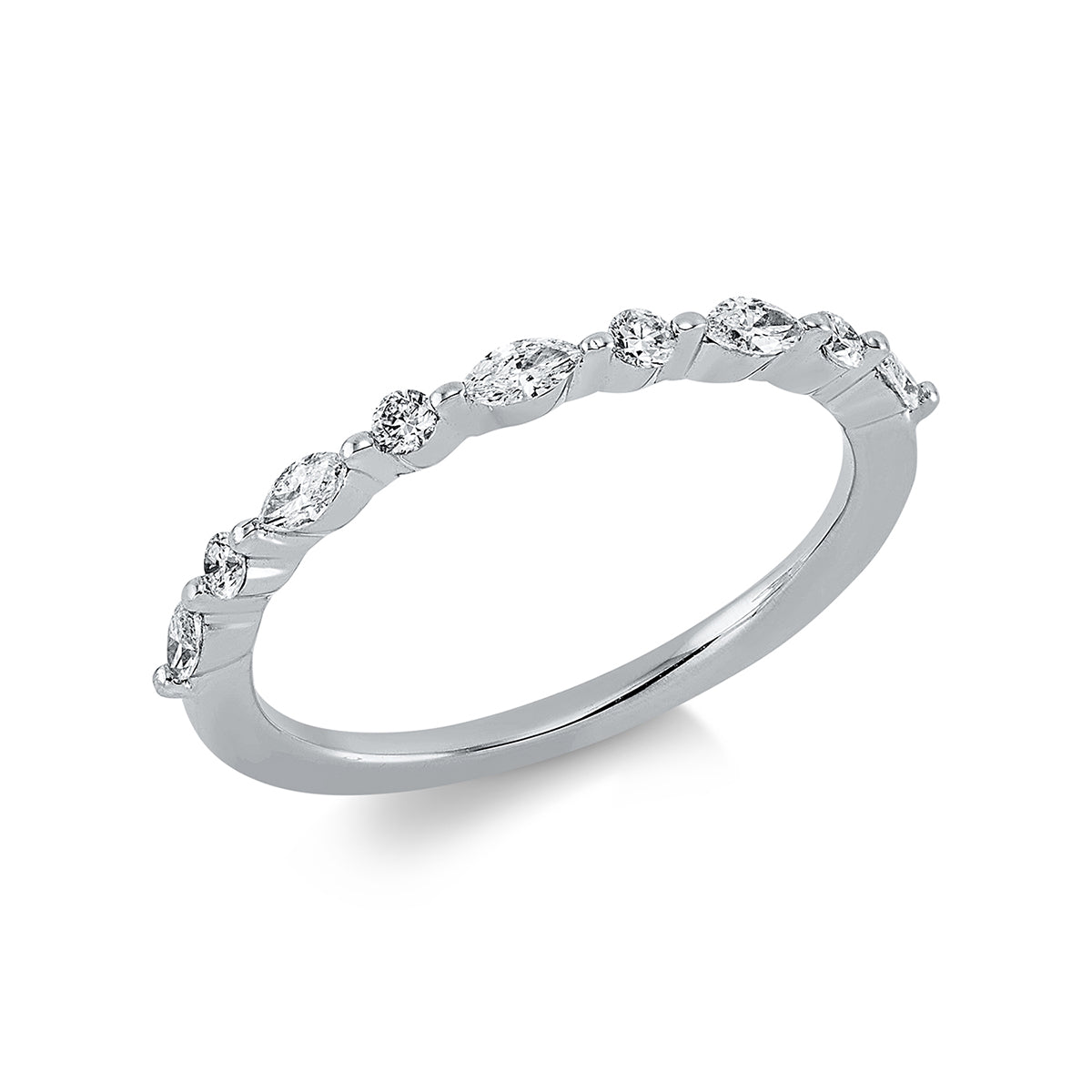 diamond full cut  modern woman ring in white gold