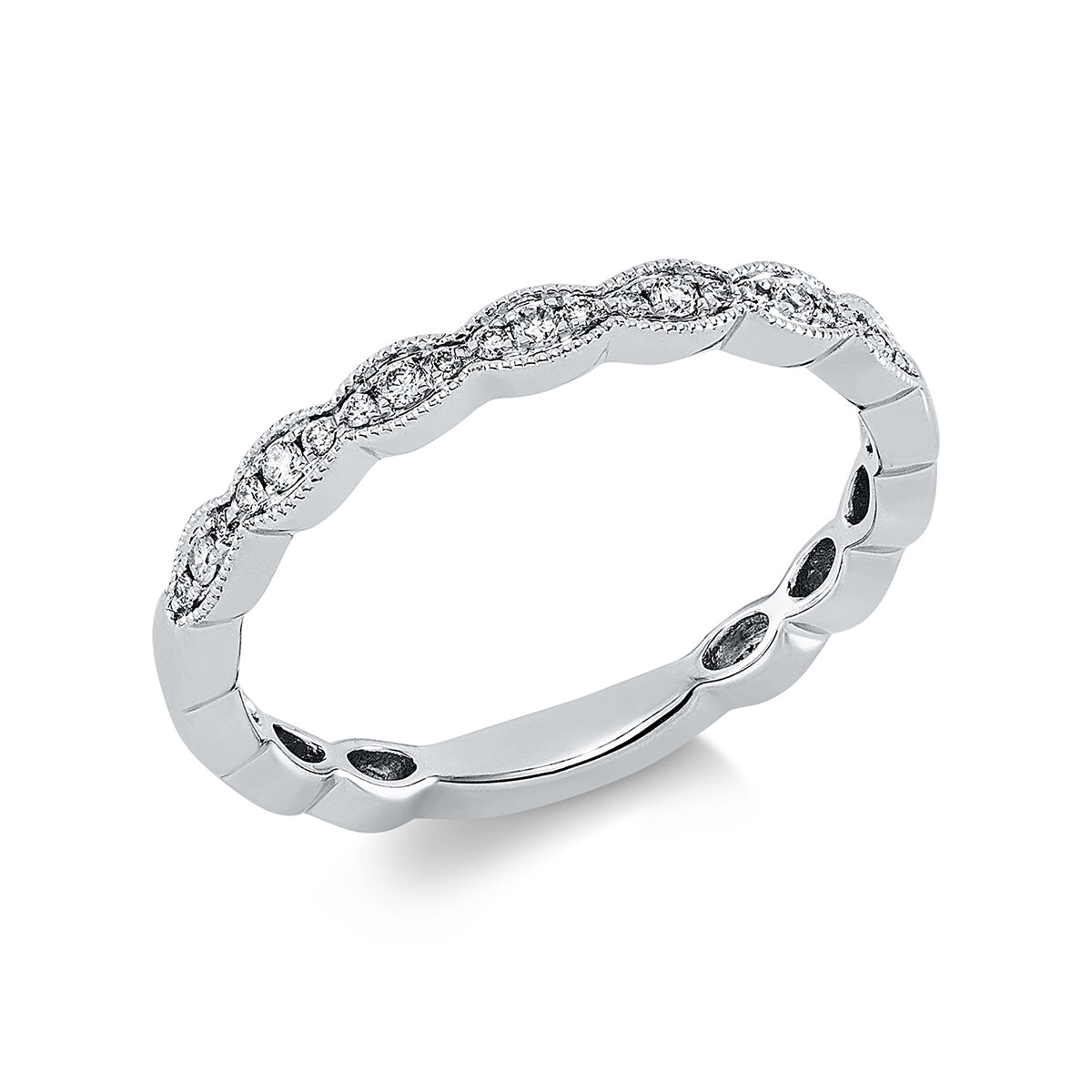 diamond full cut  modern woman ring in white gold