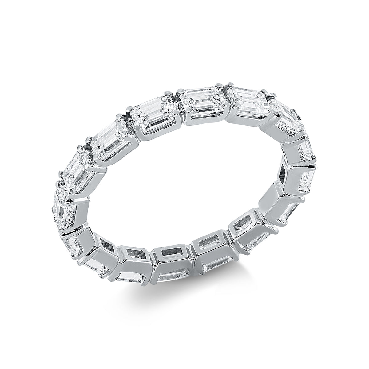 emerald cut  baguette ring in white gold