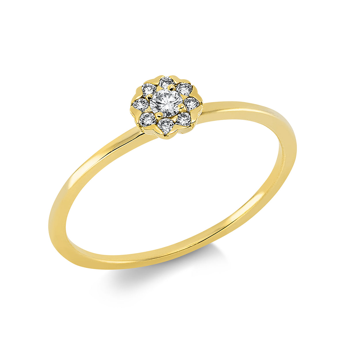 diamond full cut  illusion classic ring in yellow gold