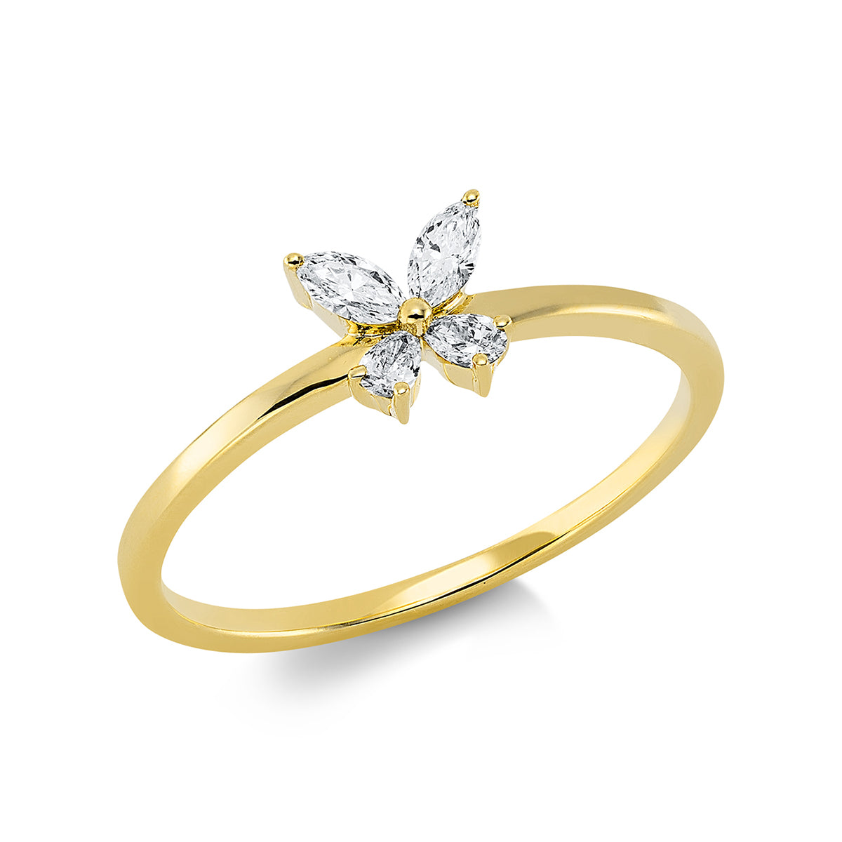 pear shape  modern woman ring in yellow gold