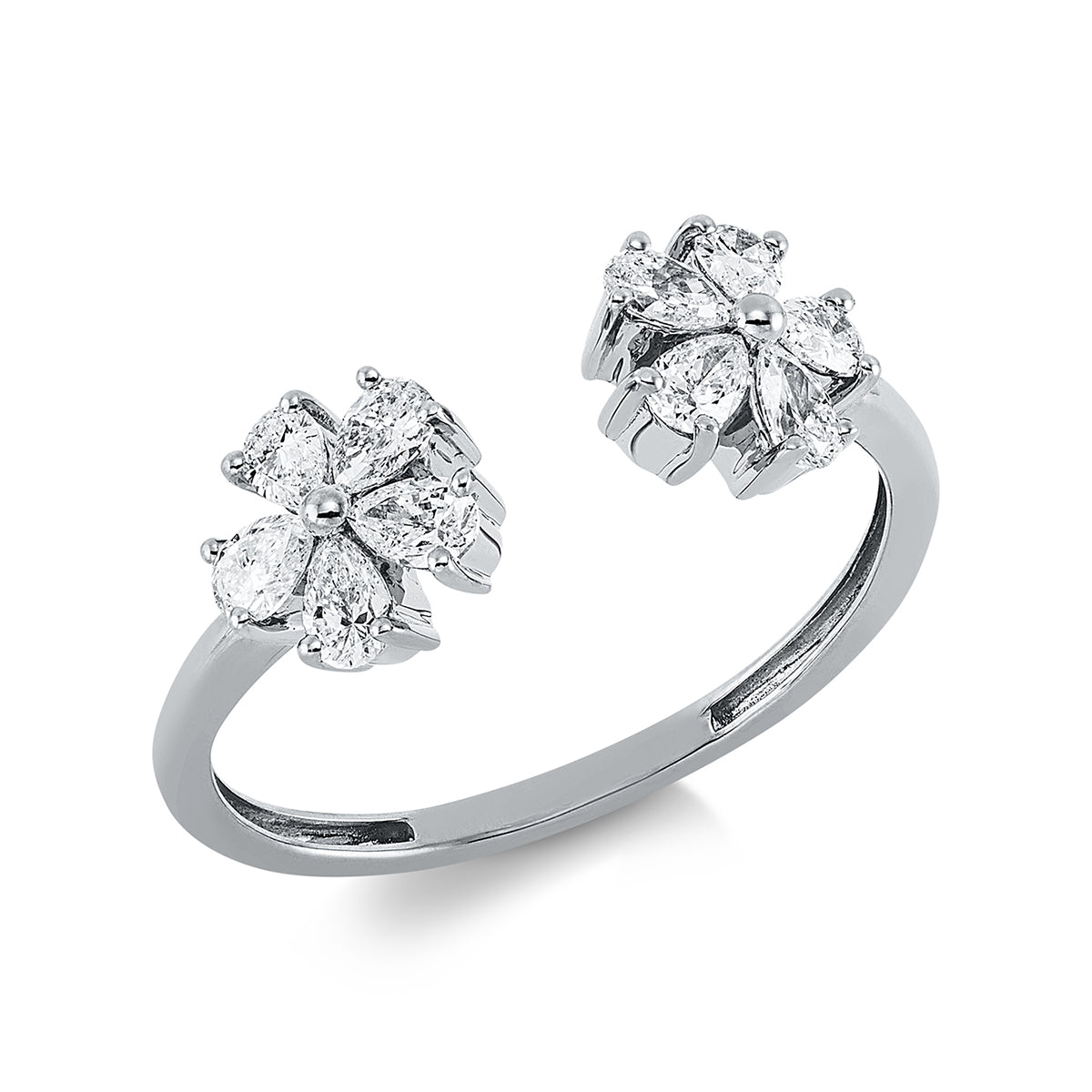 pear shape  modern woman ring in white gold