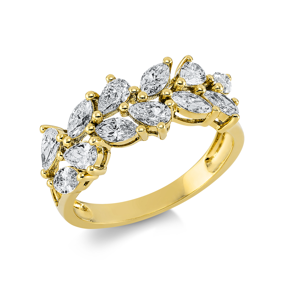 pear shape  modern woman ring in yellow gold