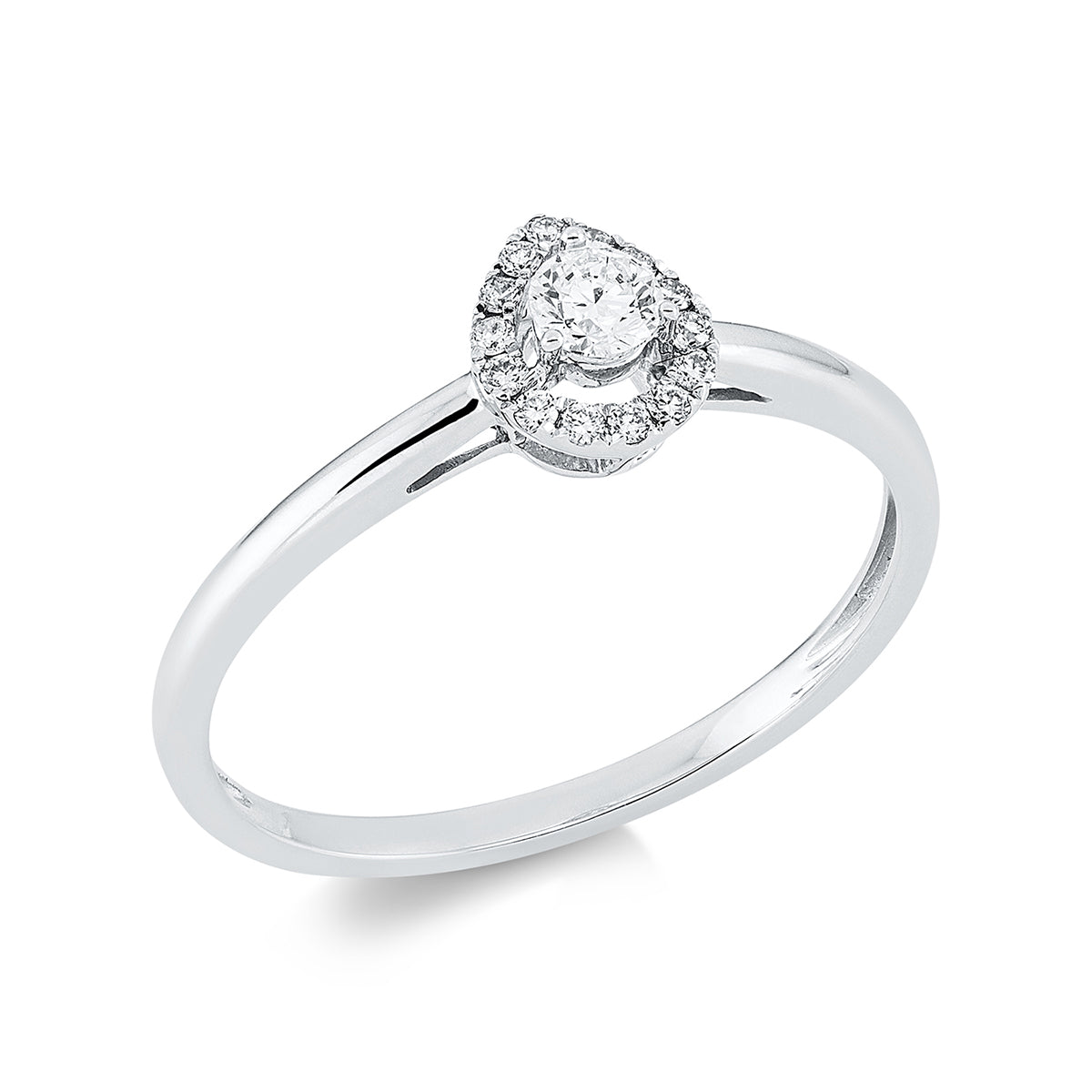 diamond full cut  solitaire with accent stones ring in white gold