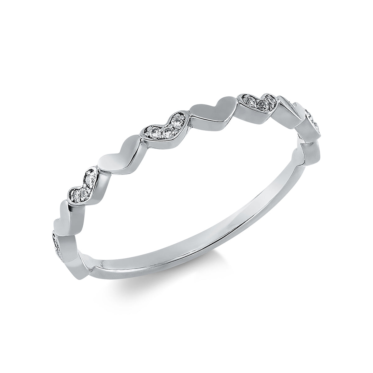 diamond full cut  heart ring in white gold