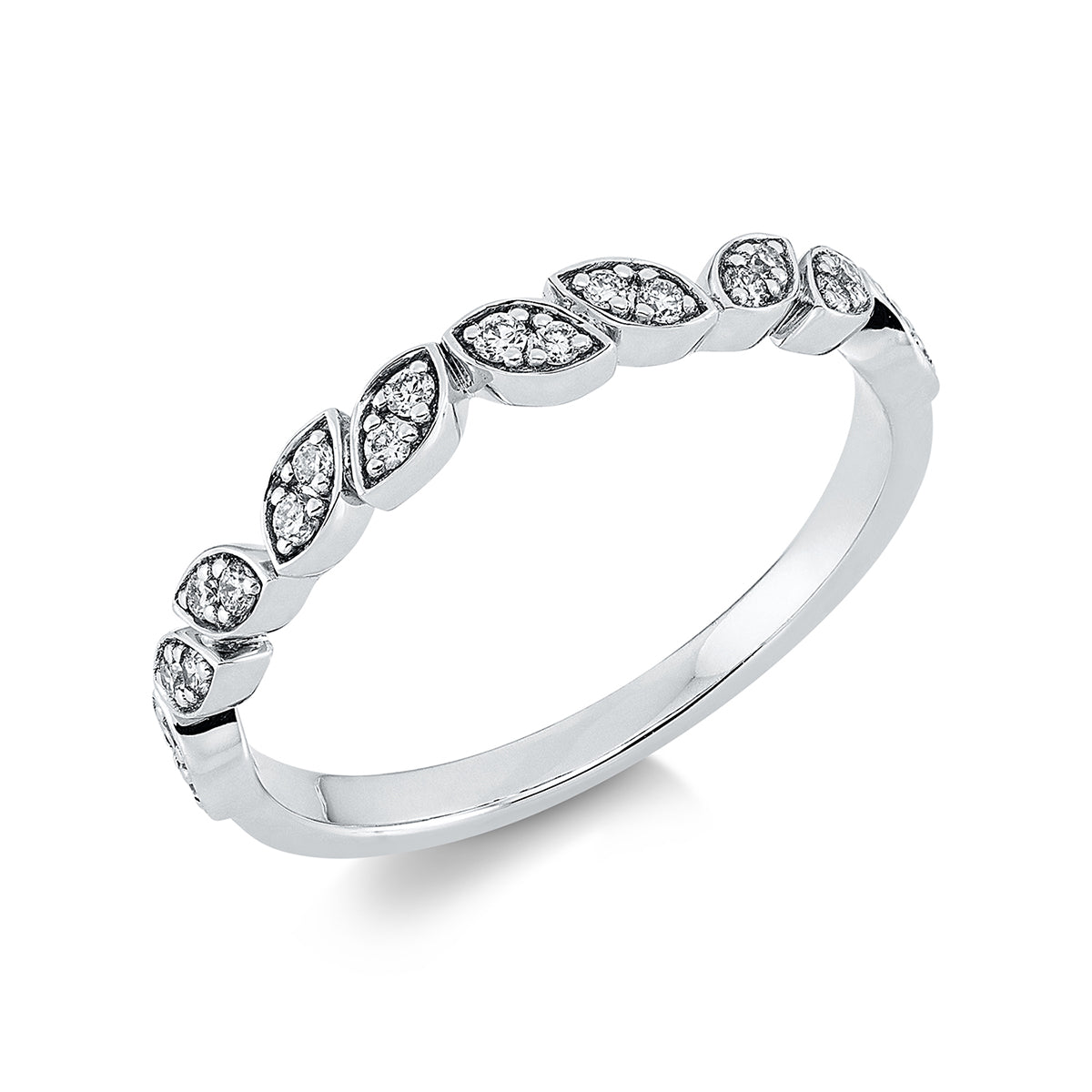 diamond full cut  modern woman ring in white gold