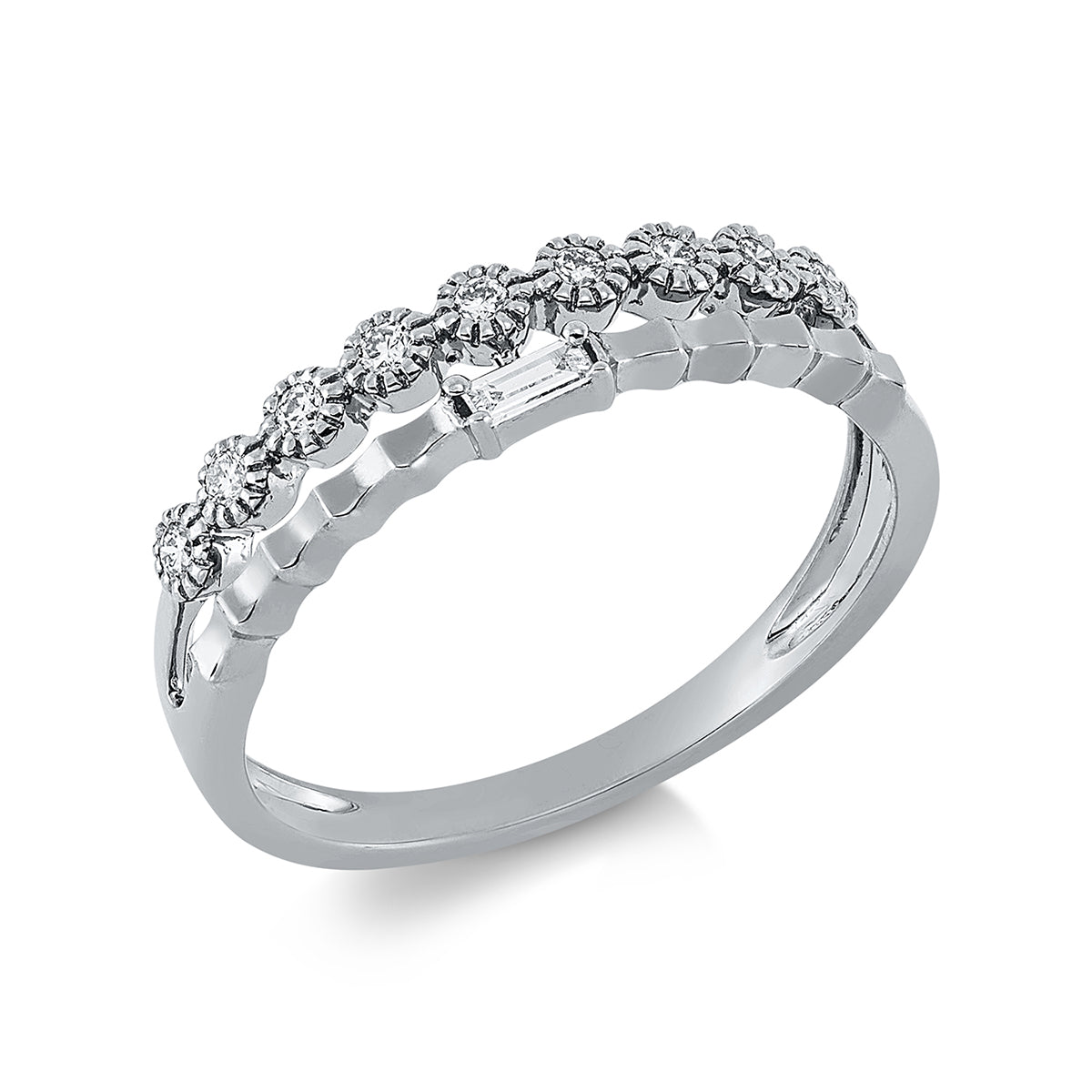 diamond full cut  modern woman ring in white gold