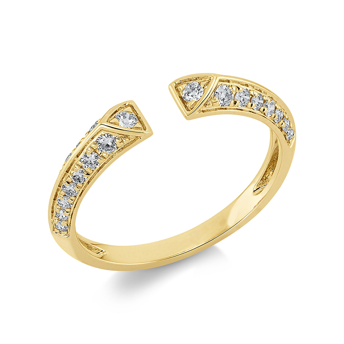diamond full cut  modern woman ring in yellow gold
