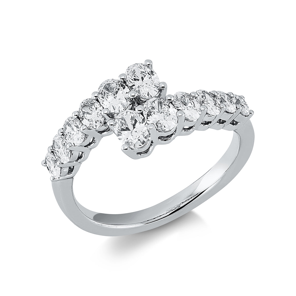 oval  multi-stone ring in white gold