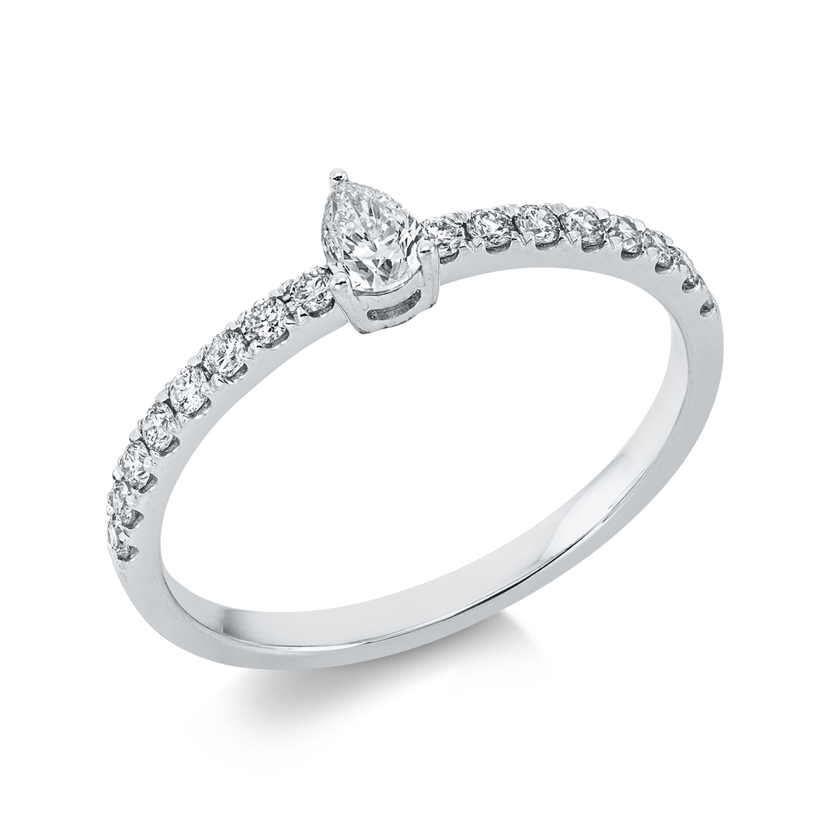 diamond full cut  solitaire with accent stones ring in white gold
