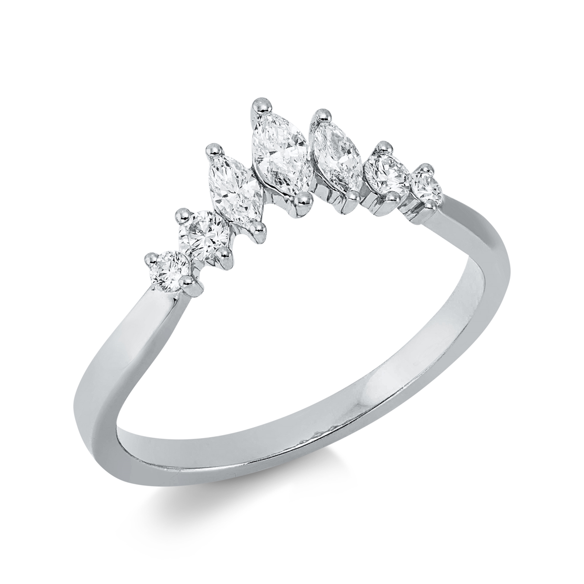 diamond full cut  modern woman ring in white gold