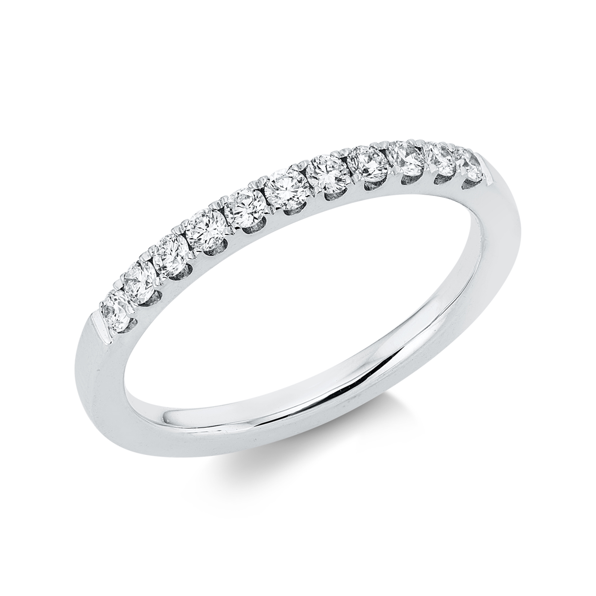 diamond full cut  eternity half ring in white gold